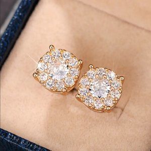 14K Gold Womens 2ct Diamond Round Stud Earrings Ladies New 14 K Silver Jewelry